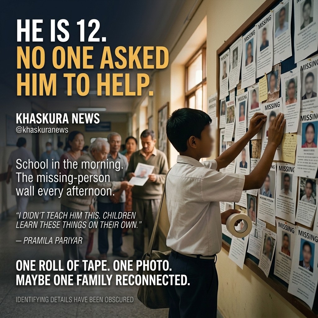 addisongreenf64's tweet photo. The child nobody asked. At Nepal’s largest teaching hospital, a 12-year-old boy quietly helps families searching for loved ones lost in the flood. He puts up photos, refuses payment, and asks only that families be reunited. https://t.co/kykYX96lts