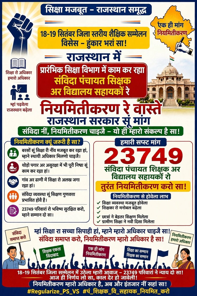 akhawat1986's tweet photo. सरकार री नजर कदी म्हां माथे पड़ैला? पंचायत शिक्षक अर विद्यालय सहायक बिलख रह्या है। #Regularize_PS_VS   #पं_शिक्षक_वि_सहायक_नियमित_करो  😢 @hanumanbeniwal @DainikBhaskar @ashokshera94 @ExposeNowNews @SachinPilot @BJP4Rajasthan https://t.co/bnYqgHhmB8