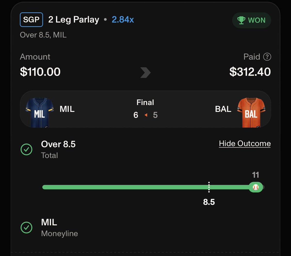 smordan11's tweet photo. OddsJam +EV live is so underrated.

5 MLB slips with a SGP as well. All hit.
$510 in → $1,721 out (+$1,211)

Not guessing. Just taking the edge when the books slip.

@OddsJam https://t.co/G8JkkuOM8b