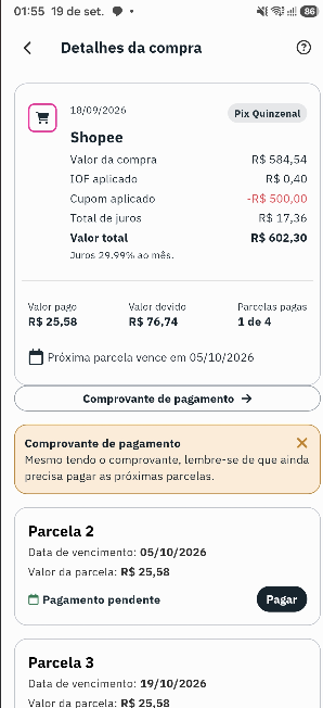 luxcas123's tweet photo. @LeoRatoGamer @queijoabacaxi @EconoMisterPRO entao a pagaleve ainda n fez a transferencia, fica assim la, consigo clicar em comprovante de pagamento e ter a informação de transferencia da pagaleve pra shopee ai no caso https://t.co/iCAYNw9Ja9