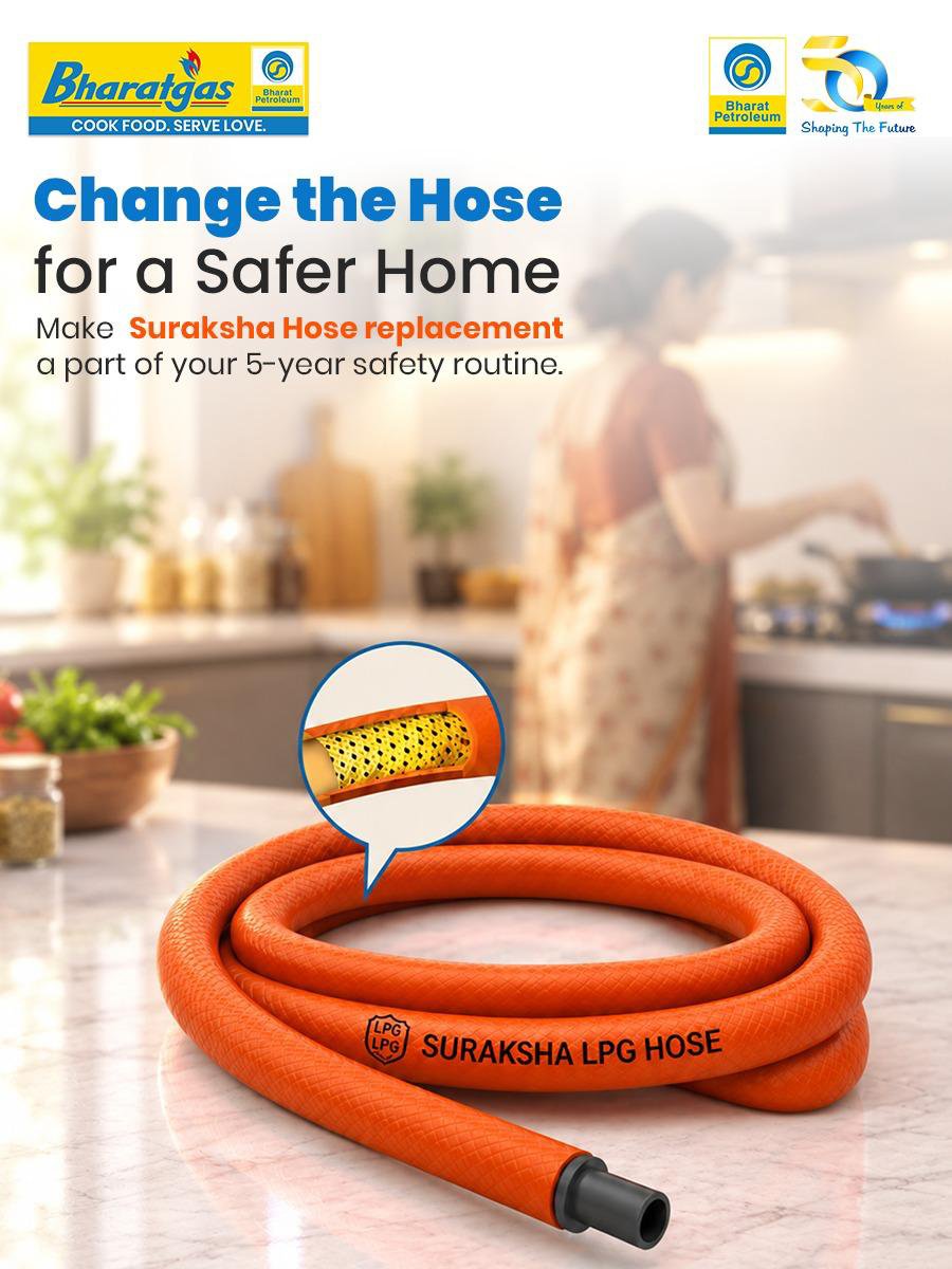BPCLLPGLAL48465's tweet photo. Replace your Bharatgas Suraksha Hose every 5 years to help keep your kitchen safe and your family protected.

@BPCLimited @BPCLLPG @PetroleumMin @HardeepSPuri @Secretary_MoPNG

#Bharatgas #LPGSafety #SafetyFirst https://t.co/uZRAkq0zq1