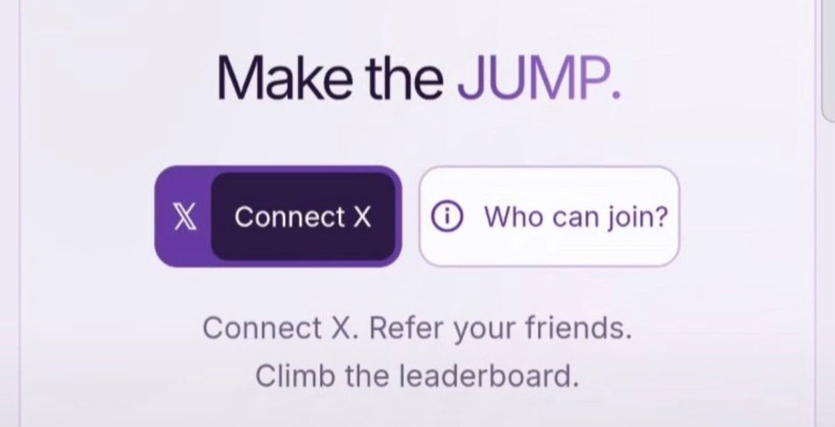 Rjofficialearn's tweet photo. JUMPER JUST OPENED A NEW DOOR

@jumperapp just launched the “Make the Jump” event

https://t.co/ZDRllEHHPG

Nothing complicated:

Connect X → get on the waitlist → invite a few people

I don’t think this is a token campaign

My guess is they’re setting the stage for a trading/perp product, but let’s see what they actually ship

The interesting part is getting in before everyone starts asking about it

Maybe it’s just a waitlist, it’s the beginning of a new perp meta