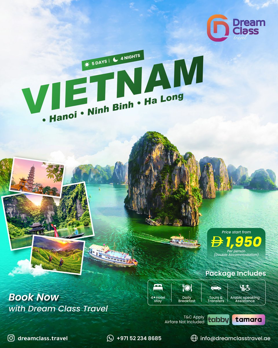 SookWhitbehsa's tweet photo. 🌿 Discover the Timeless Beauty of Vietnam ✨
From the peaceful landscapes of Ninh Binh to the breathtaking waters of Ha Long Bay and the vibrant charm of Hanoi — Vietnam offers a journey filled with culture, nature, and unforgettable experiences https://t.co/q92SbpxyjF
