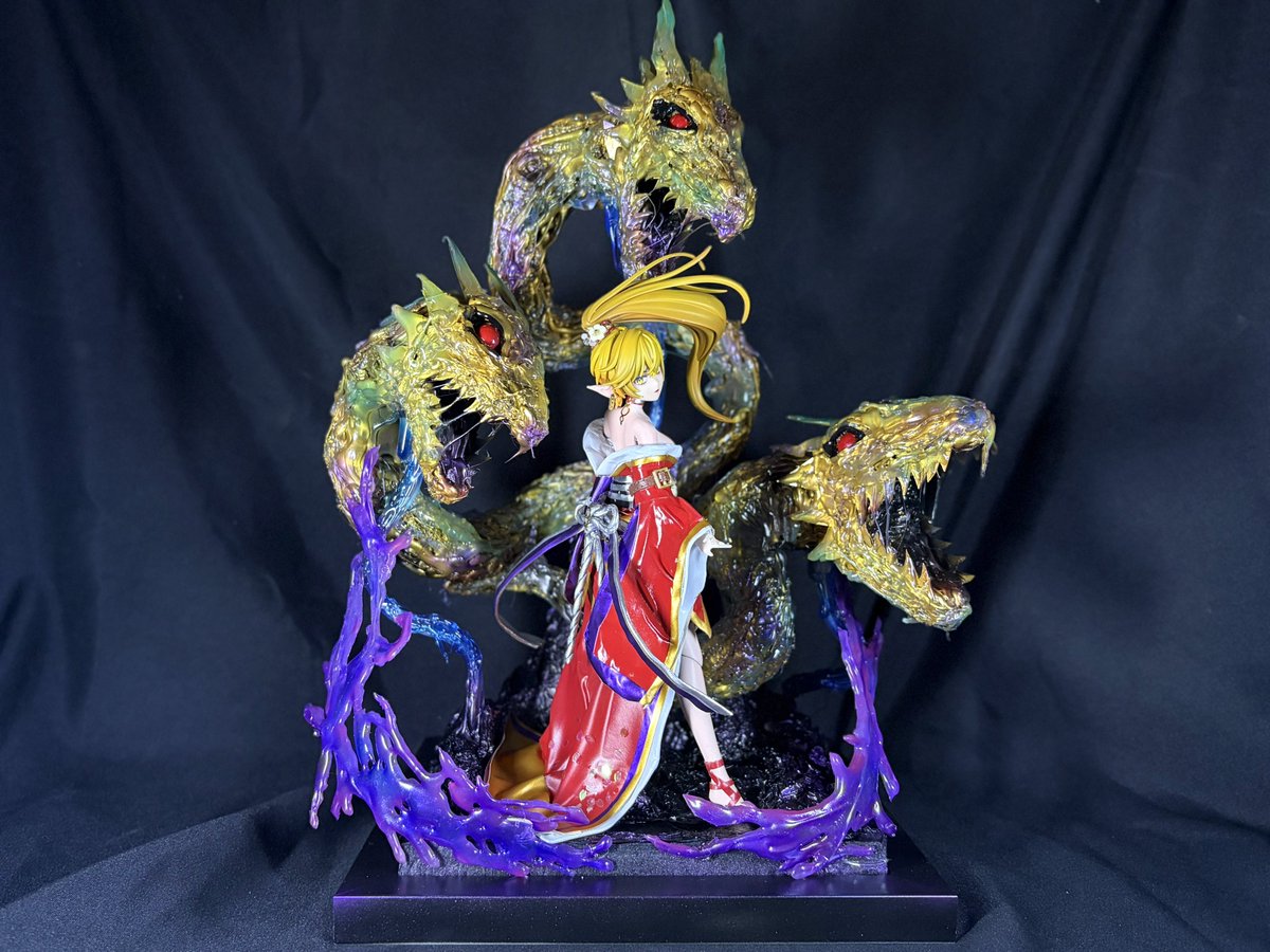 I6BD7FUMLMJIWQ2's tweet photo. 「私はムシけらに倒される定めなのか・・・・」

「魔龍公ビューネイ ― 蒼龍の顕現 ―」
完全しました！

以下リプに製作過程⤵︎ ︎
#ロマンシングサガ3 
#四魔貴族
#創彩少女庭園
#ビューネイ https://t.co/BwOIdp4CXU