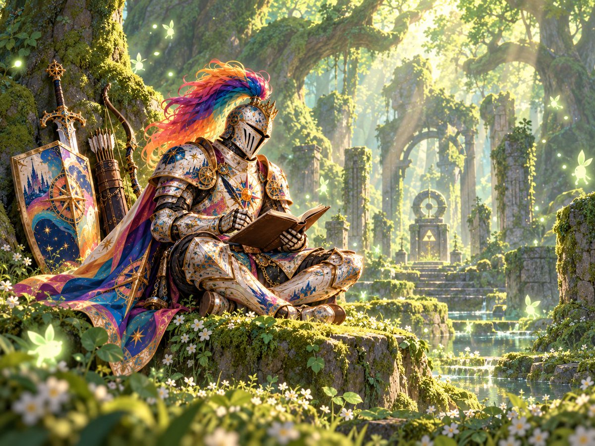suspect0254's tweet photo. Listening to the fairys 🧚‍♀️ The Knight continues drawing his map https://t.co/AGix8lWIS9