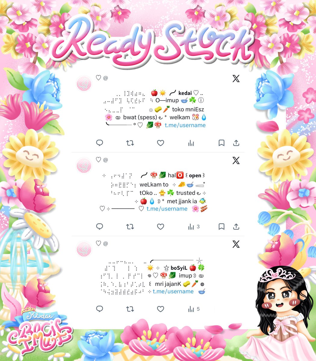 umbqi's tweet photo. ⠀
◎⠀.. 🍰🎀  ꒰  help RT? thank you ꕤ 🐰˚

𓈄᳸   hew—o sobat imut 🍀🥣 ♡ 𓂋 kath bawain ready stock ☀️ ⊹  ✩ 12 pinned wording  🌸 bisa dijemput dengan harga 5.5OO ʚ  👛🍦 𓇼 ֯ dm for take  🍭 ⑅ tap ALT 🥛 ♡ ！

⊹ 🌱🍮 . . #zonauang ♡
⠀ https://t.co/mOGyLmvXTN