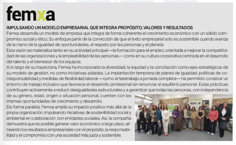 Corresponsables's tweet photo. 📌 Descubre la buena práctica destacada de #Femxa en el Anuario Corresponsables 21 👉 https://t.co/Mv4f0thRgo
🎙️ Femxa ha impulsado un modelo empresarial que integra propósito, valores y resultados, promoviendo crecimiento económico con un sólido compromiso social y ético.
🌍 Su enfoque parte de la convicción de que el éxito empresarial solo es sostenible cuando avanza de la mano de la igualdad de oportunidades, respeto por las personas y el planeta. Femxa se enfoca en mejorar la competitividad de las organizaciones y la empleabilidad de las personas.
💡 “Su enfoque parte de la convicción de que el éxito empresarial solo es sostenible cuando avanza de la mano de la igualdad de oportunidades, respeto por las personas y el planeta.”
🌱 Femxa ha implementado medidas de flexibilidad laboral y un entorno de trabajo inclusivo, favoreciendo el desarrollo profesional sin renunciar al equilibrio personal. A través de estas iniciativas, Femxa demuestra cómo integrar valores éticos en la empresa contribuye a un impacto positivo, generando valor económico a largo plazo.
📈 La responsabilidad social está presente en cada acción, reflejando su compromiso con la sostenibilidad y el bienestar de los equipos.
#Corresponsables #21AnuarioCorresponsables #Femxa #ResponsabilidadSocial #Sostenibilidad #EmpresasConValores #Diversidad #Igualdad #ModeloEmpresarial #ImpactoPositivo #GestiónResponsable