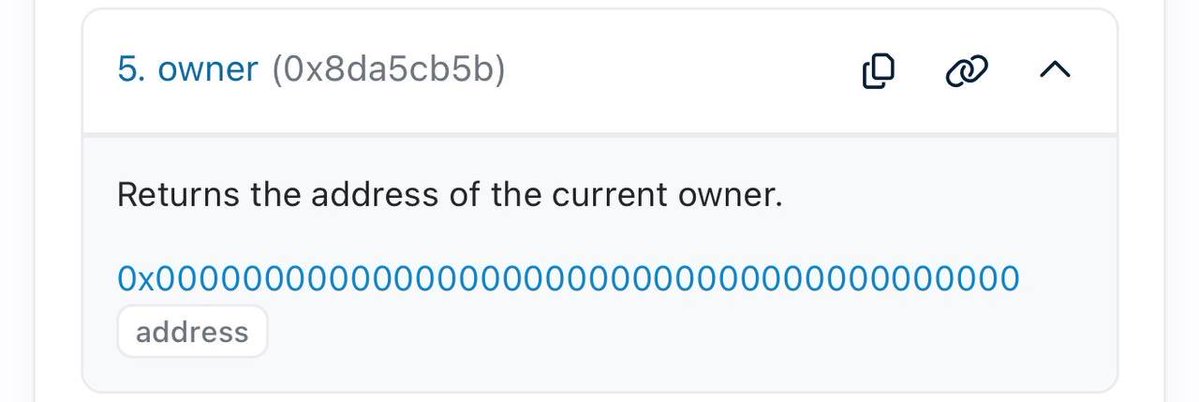 Sectora__'s tweet photo. "Renounced ownership" is not a marketing line. It is a state you can read on the contract.
If a project says it and the owner address is not the zero address, they are not describing the contract. They are describing an intention.
Verify for yourself that #Sectora is a 100% decentralized project with no owner. It belongs entirely to the community.
https://t.co/TKpqBrAzTP