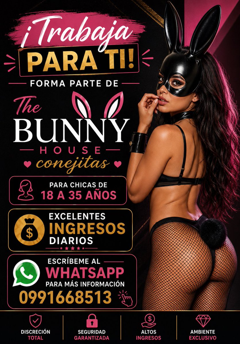 Thebunnyhouse01's tweet photo. 📢Comunicado Oficial🔊

Señoritas que estén interesadas en trabajar escribir al siguiente número 📲0991668513,(dejen sus fotos📸) generando buenos ingresos diarios💵, de buena presencia y responsables,horario flexible💃

Regalame un RT🔄 bebé💋 https://t.co/nK5OQnFOFe