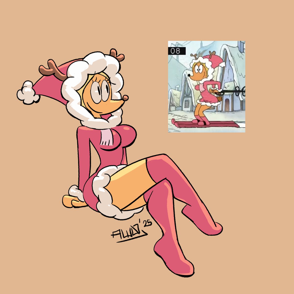 aw0_aj's tweet photo. Cute reindeer lady from the CN Periwinkle pilot https://t.co/MZGiZGK5nj