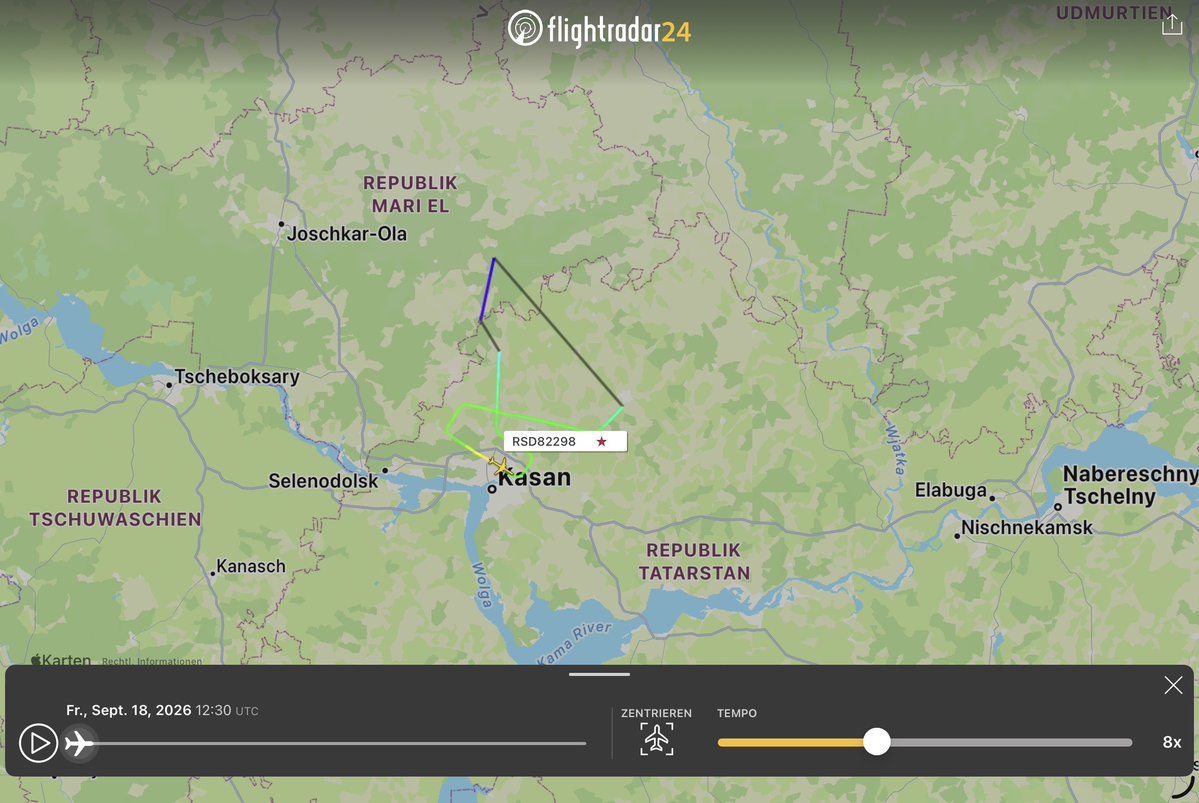 holgidaun's tweet photo. Special Flight Squadron Tu-214PU-SBUS RA-64529 #14FC11 18 Sep als RSD82298
Test-/Erprobungsflug im Raum Kazan.
In der Nacht Flug von Kazan nach Sheremetyevo (back in service).
19 Mai 2025 Flug von Chkalovskiy nach Kazan
@thereccelizard
@Borrowed7Time
@IntelNightOWL https://t.co/kPUG8w7PGJ