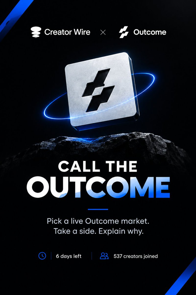 bayozid2813's tweet photo. Calling the outcome 🎯
Creator Wire × Outcome is live.
Pick a live Outcome market.
Take a side.
Explain why - no hype, just original thinking.
6 days left. 👀
Join the campaign and make your call.
#CreatorWire #Outcome #Web3 #Crypto https://t.co/ZJooVUyNZk