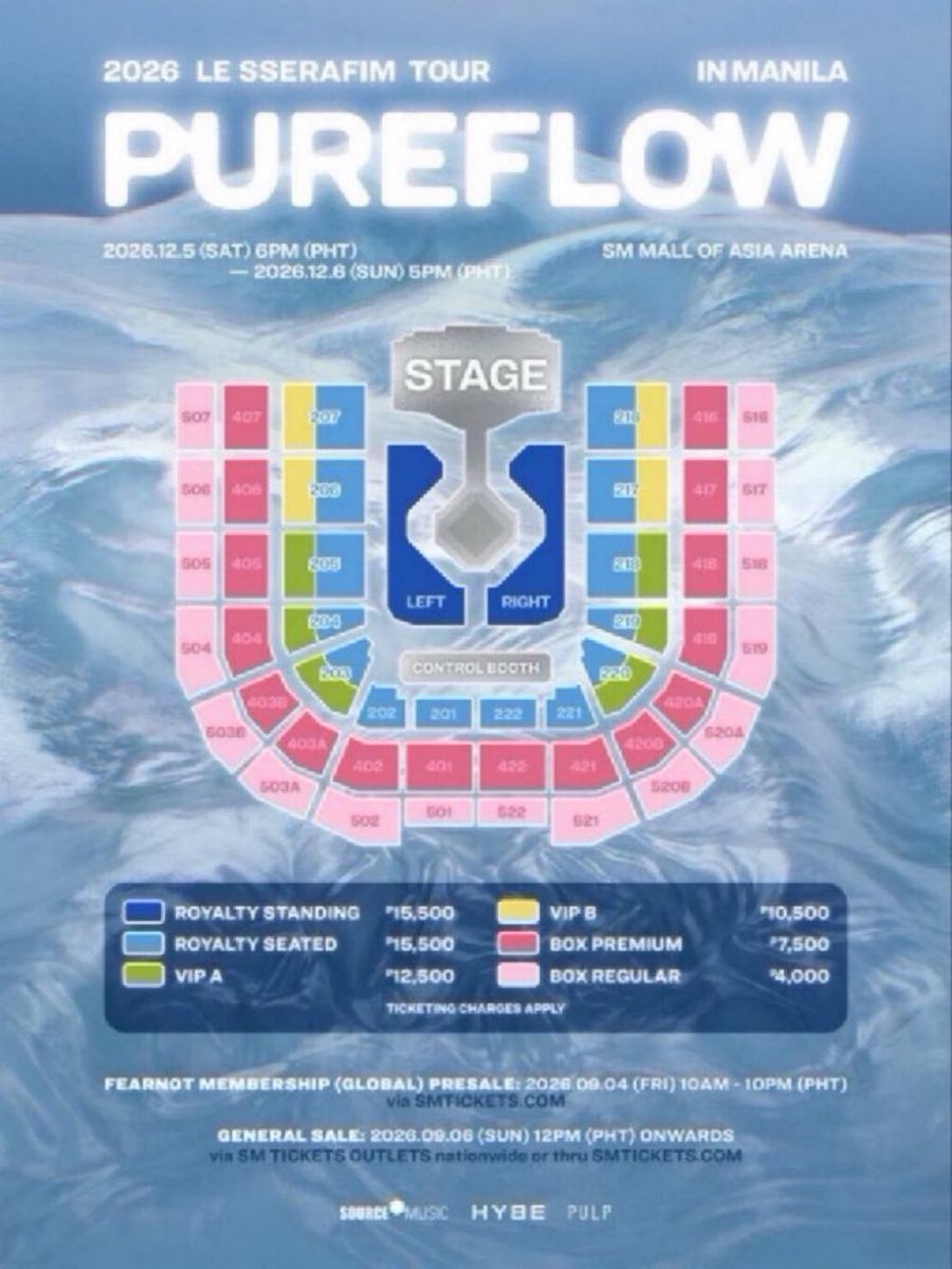 Tashaono's tweet photo. WTS
2026 LE SSERAFIM TOUR 'PUREFLOW' IN MANILA📍

• 3x ROYALTY STANDING LEFT
• 2x ROYALTY SEATED

side by side
foreigners can buy also

DM📨
#LE_SSERAFIM
#르세라핌
#PUREFLOW_IN_MANILA
#LESSERAFIM_IN_MANILA https://t.co/9KywvdtZST