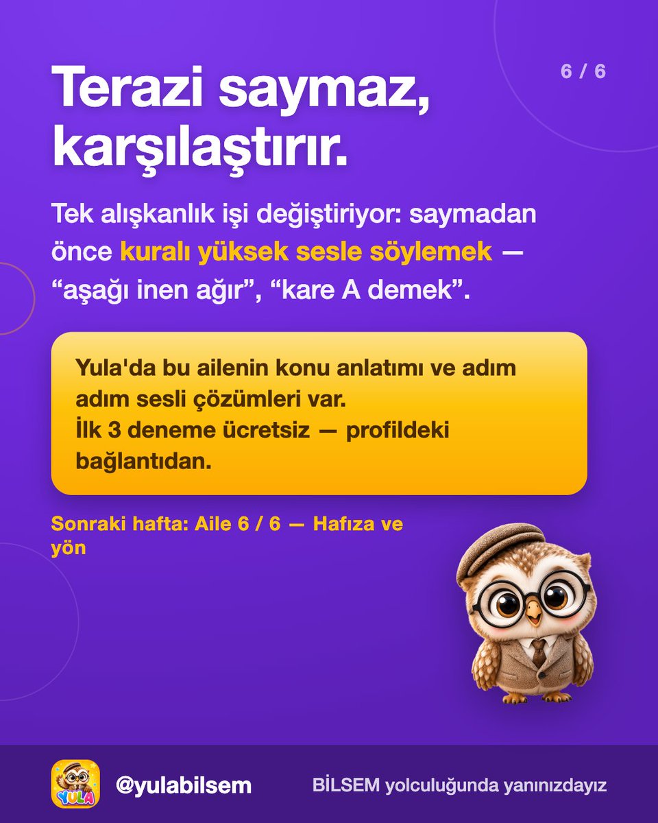 yulabilsem's tweet photo. 17 çalışma alanımızdan 5. aileyi açtık: Terazi ve kodlama! (MEB soru tipi yayımlamaz, alanlar bize aittir).
Yula'da sesli çözümler mevcut. İlk 3 deneme ücretsiz, link profilde! 🎯
Haftaya: Hafıza ve Yön!
#bilsem #mantık #akılyürütme #yula #zekasoruları https://t.co/fJBvgjS8cm
