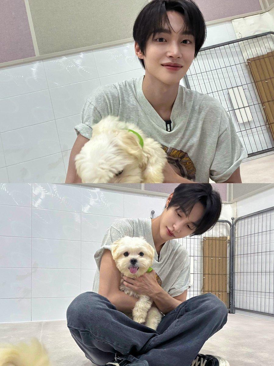 puarkwonbin's tweet photo. Puppy cuddles endless fun with Eunseok hyung. https://t.co/sr7e5JgdJy