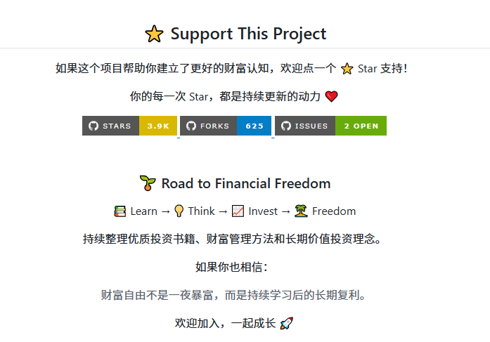 youyuy88's tweet photo. 有人把入门到进阶的投资阅读收成一份清单：书大约 16 本，纪录片大约 16 部，美股 YouTube 大约 23 个，另外还有论坛和 Web3 站点。

仓库名叫 Financial_freedom，大约 3800 星。当书单和片单用就行。书去买或去图书馆借，别把仓库里的 PDF 当免费书库。看再多清单也不会自动自由。

https://t.co/6kyuB2omew