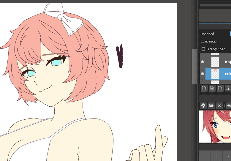 Mowova's tweet photo. What is bro drawin? 🤔
Sayori WIP
#ddlcart #ddlc https://t.co/xrCUqf3FnI