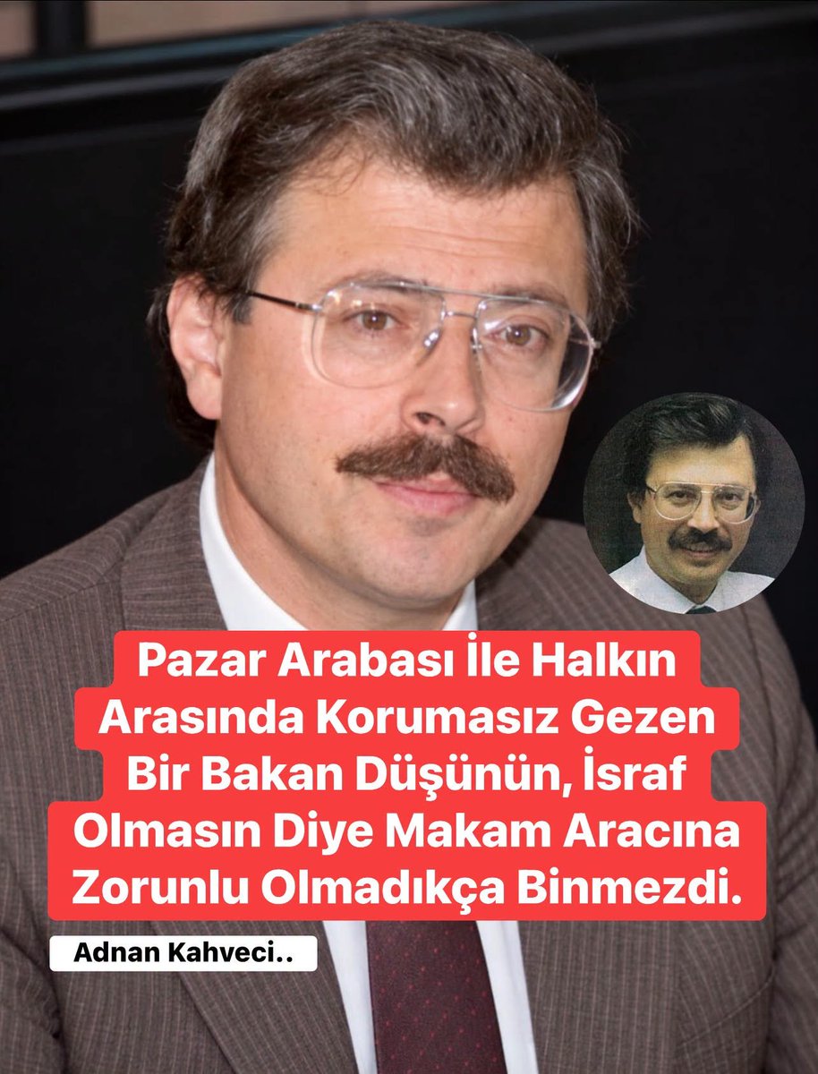 TOPRAK_2_'s tweet photo. Pazar Arabası İle Halkın Arasında Korumasız Gezen Bir Bakan Düşünün, İsraf Olmasın Diye Makam Aracına Zorunlu Olmadıkça Binmezdi.
Adnan Kahveci, Türkiye Cumhuriyeti’nin hafızalarda yer eden Maliye Bakanlarından biriydi. Devletin hazinesi kendisine emanet edilmişti; ancak o, hafta sonları pazar alışverişinin parasını kendi cebinden öder, pazar arabasını eline alarak Ankara’nın semt pazarlarına korumasız ve tek başına giderdi. 🛒
Pazarda yanındaki emekli vatandaşla domates seçerken enflasyondan ve geçim sıkıntısından konuşur, halkın yaşadığı sorunları doğrudan yerinde dinlerdi. Üstelik çoğu insan karşısındaki kişinin bir bakan olduğunu dahi fark etmezdi.
Lüksten Uzak Bir Yaşam:
Bakanlığın makam aracını mecbur kalmadığı sürece tercih etmez, kendi eski özel otomobilini kullanırdı. Gösterişten, şatafattan ve gereksiz harcamalardan daima uzak dururdu.