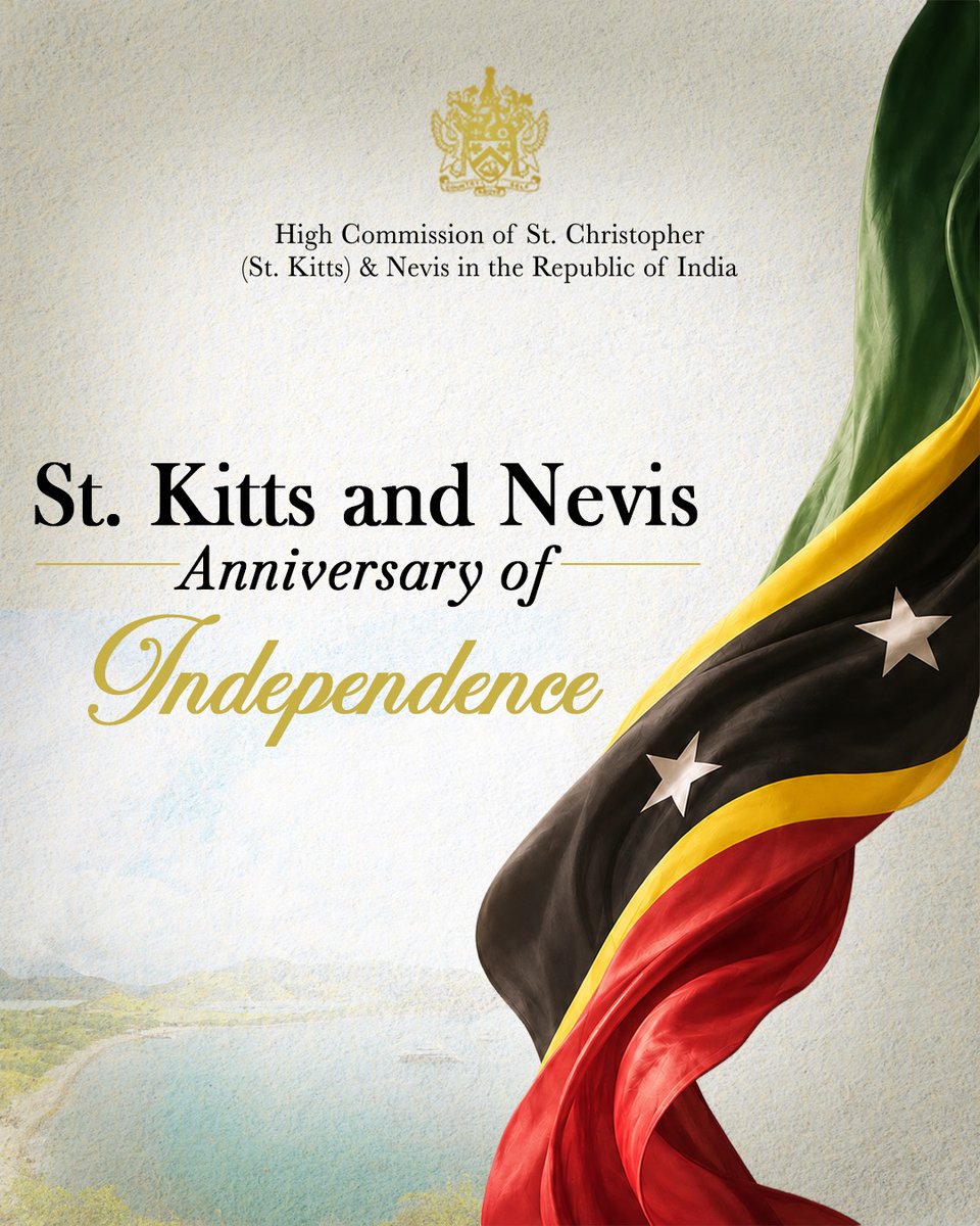 devbath's tweet photo. Today, we celebrate the 43rd Independence Anniversary of St. Kitts and Nevis. It is a day of a  legacy of courage, unity, and vision.

This independence invites us to reflect on a journey defined by resilience and progress, and to strengthen bonds of friendship and partnership that unite us and continue to grow stronger.

May this Independence Day bring great pride and joy to all Kittitians and Nevisians at home and around the world as the nation honours its past, celebrates its present, and looks forward to a bright and prosperous future.

@TerranceDrewSKN