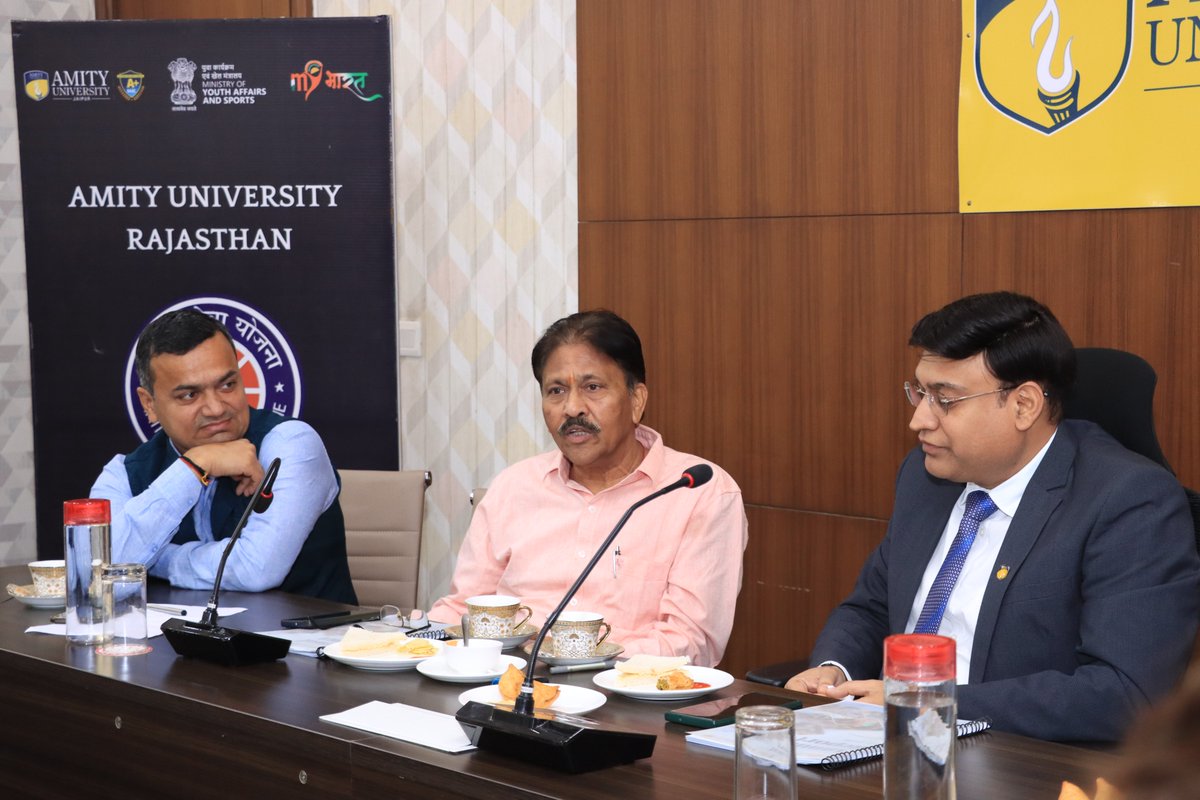 AmityNss's tweet photo. The NSS Advisory Committee Meeting was counucted at @AmityJaipur chaired by Prof. Amit Jain, VC, Amity Jaipur. he meeting reviewed the previous year’s activities and deliberated on the NSS Annual Activity Calendar 2026–27. https://t.co/Xgr6WXIHqU