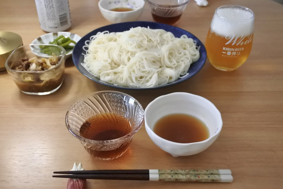 1304ef's tweet photo. 2026.09.19  今日のお昼ごはんは素麺
夏と秋を反復横跳びしている。 https://t.co/PiOWGqmAxD