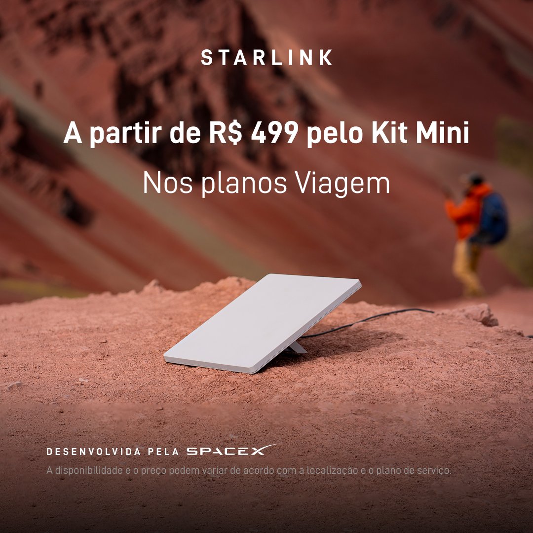 Starlink's tweet photo. A Starlink proporciona internet estável de alta velocidade para streaming, chamadas de vídeo, jogos on-line e muito mais. 
 
Faça o pedido on-line. É fácil e leva menos de dois minutos.