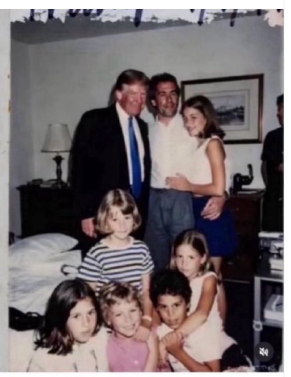 TrevorHowlett1's tweet photo. trumpleshitskin and his unknown buddy Epstein  check out the talent in the back bedroom. https://t.co/24EgJlFldL