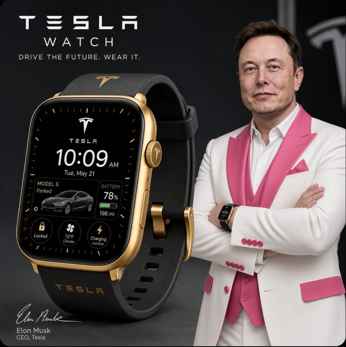 HonestTakesX's tweet photo. If Elon musk gives you free Tesla Watch ⌚ right now, would you accept?

A) Yes 
B) No https://t.co/yMtFLTqvmg