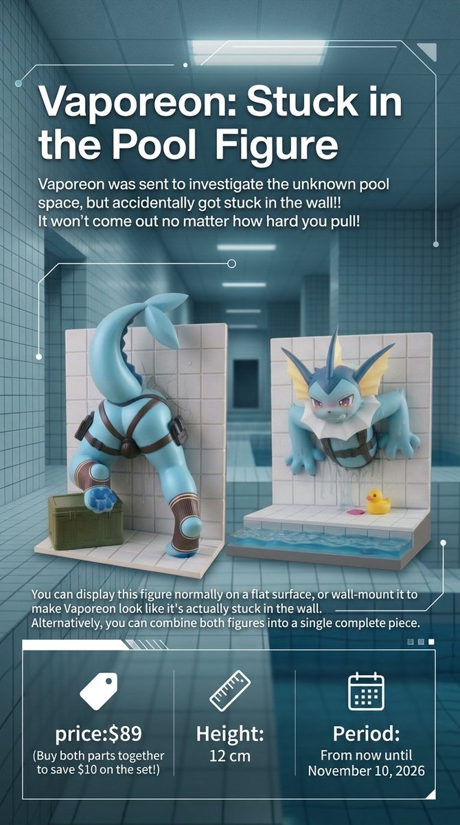 Armwoof3262's tweet photo. Helping a friend promote this !
💦Vaporeon: Stuck in the Pool Figure💦
Designed by 聖聖也, made by Idplayer Studio. 
For more details, check out the pics or click the link in the replies! https://t.co/flaBlZZsBZ