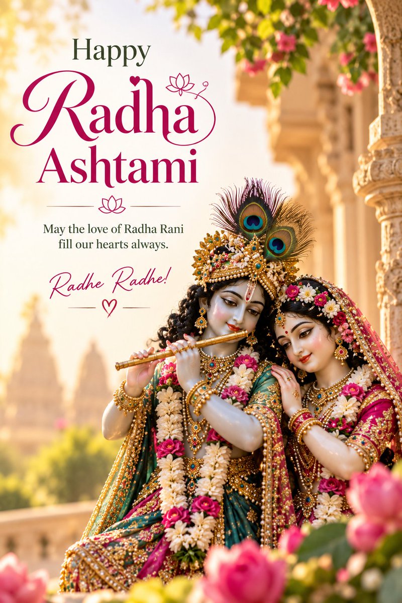 the_gbsir's tweet photo. 🌸 Happy Radha Ashtami! 🙏✨

May Radha Rani’s divine grace fill our hearts with love, peace, devotion and positivity.

May we always walk with kindness, faith and gratitude.
Radhe Radhe! 🌸🪷
#RadhaAshtami #RadheRadhe #RadhaRani #JaiShriRadhe #DivineBlessings https://t.co/nwvQqHnBQg