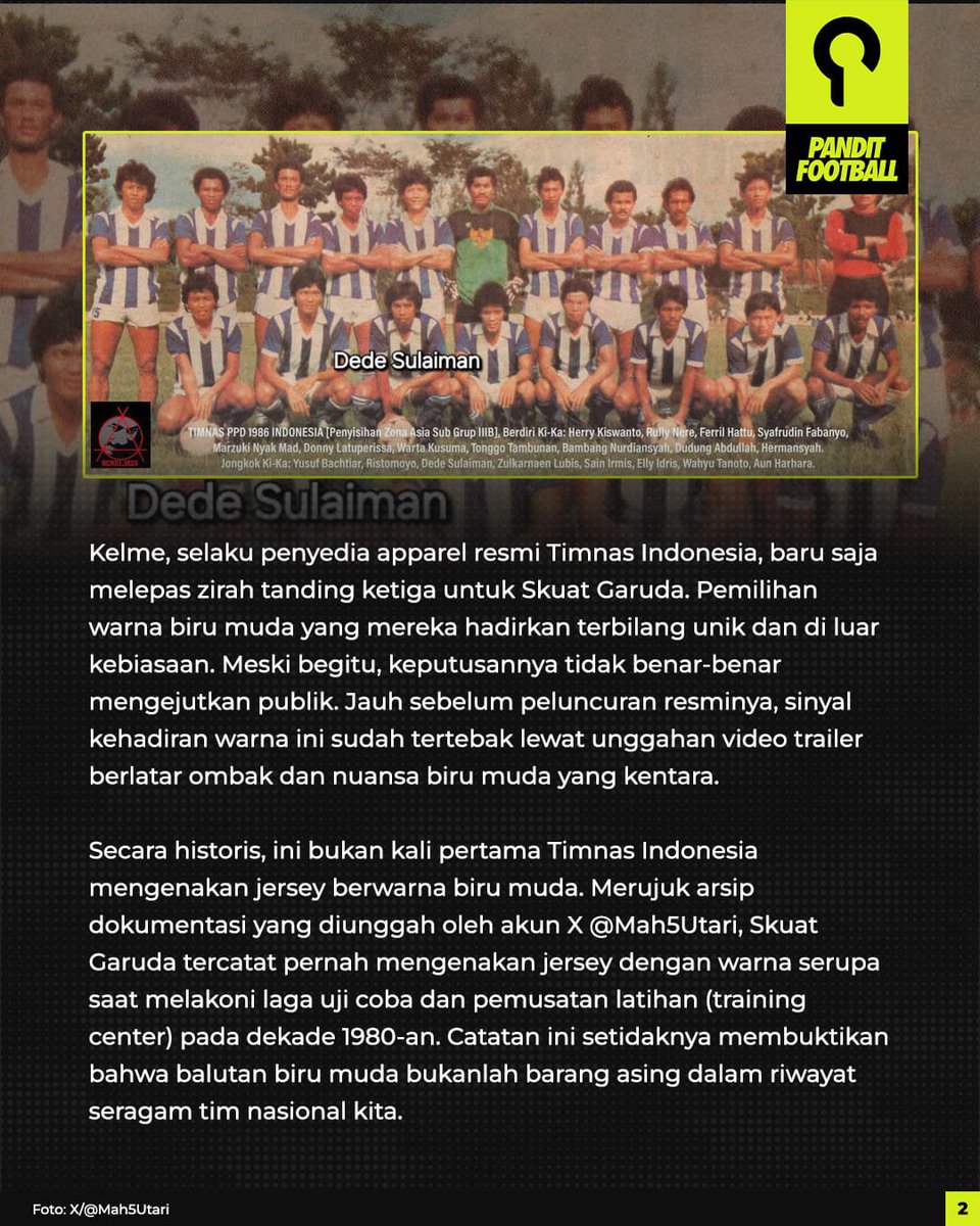 panditfootball's tweet photo. Jersey ketiga Timnas Indonesia berwarna biru muda hadir dengan narasi maritim, tetapi di tengah ingatan politik yang masih segar, simbol visual tak selalu bisa lepas dari tafsir publik. https://t.co/LSfyukYFd7
