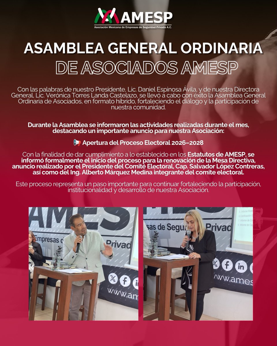 AMESP_oficial's tweet photo. Con palabras de nuestro Presidente, Lic. @servisegdaniel y de nuestra DGLic. @vtorreslanda se llevó a cabo con éxito la Asamblea General Ordinaria de Asociados, en formato híbrido, fortaleciendo el diálogo y la participación de nuestra comunidad.

#AMESP https://t.co/kUwQWXEgQt