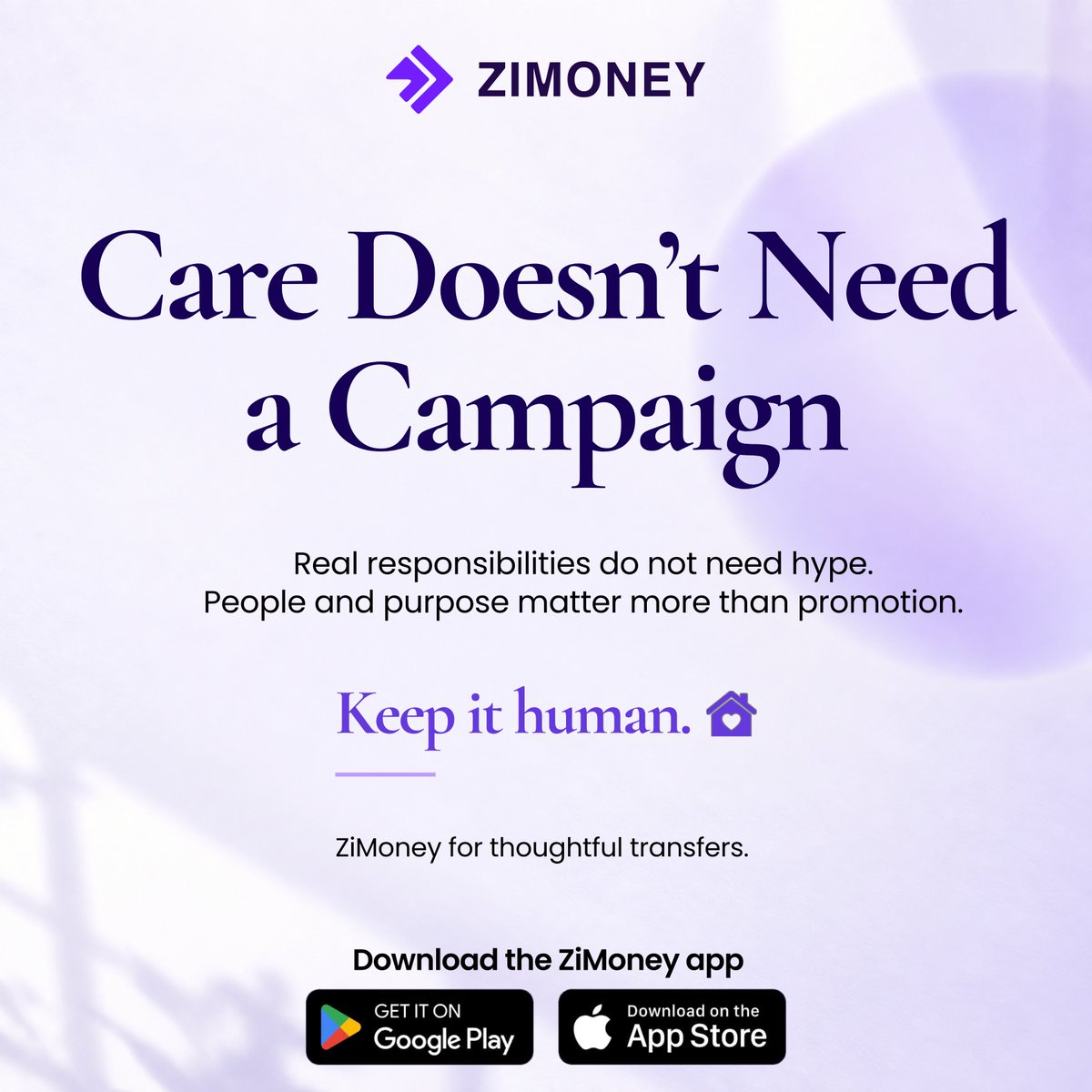 zimoneyapp's tweet photo. Real care doesn’t need hype. 💜
It’s about supporting real people, real responsibilities, and the reasons that matter.Keep it human. Keep it thoughtful. Keep every transfer connected to purpose.#ZiMoney #KeepItHuman #RealConnections #SendWithPurpose #ZiMoney https://t.co/dQAyd6SeWB