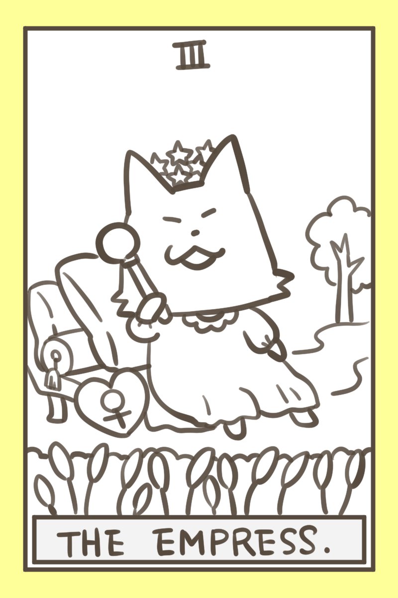 with_ponzoo's tweet photo. 【THE EMPRESS】
タロットスーパーウルトラアルティメット初心者の私には「は～極楽～」って見えます。パジャマで肩たたき機に見えます。　＃タロットカード　＃イラスト　＃THEEMPRESS https://t.co/plNmAW8bvi