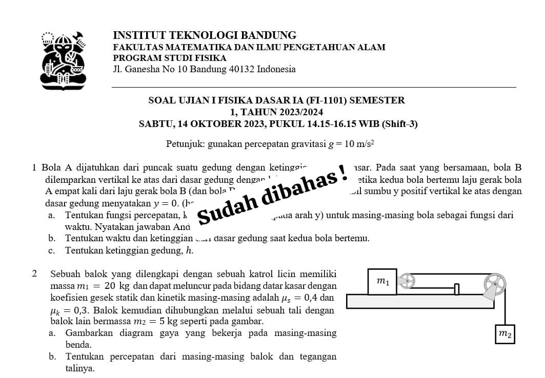SpectraAcdmy's tweet photo. Pembahasan Soal Ujian 1 (UTS) Fisika Dasar 1A Nomor 2 Tahun 2023 TPB ITB.
Penggalan Catatan kelas Drilling Soal Ujian 1 Fisika Bab Dinamika bersama Spectra Academy!
#Fisika
#mafiki
#FisikaDasar
#TPB
#TutorFisika
#bimbelTPB https://t.co/WOPWfTFKY0