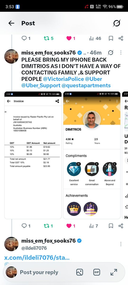 ildeli7076's tweet photo. @Uber @Uber_Support @foxfm1019 @foxandfriends @VictoriaPolice @questapartments @9NewsMelb @Melbourne @Apple @Telstra ๐จ๐๐ฆ๐บ๐#JIM #DIMITRIOS #KOSTAS #UBER DRIVER IN #MELBOURNE THIS IS THE #3 TIME ๐ฌ๐ทHAVE #PERSECUTED #SABORTAGED #VIOLATED #ME #MY #PRIVACY #PRIVATE #PROPERTY & #JUSTICE BY SIDING WITH A KNOWN VIOLENT #MAN WHO HAS COMMITTED MULTIPLE #CRIMES AGAINST #WOMEN !!!!! https://t.co/LsgMKu3E1L