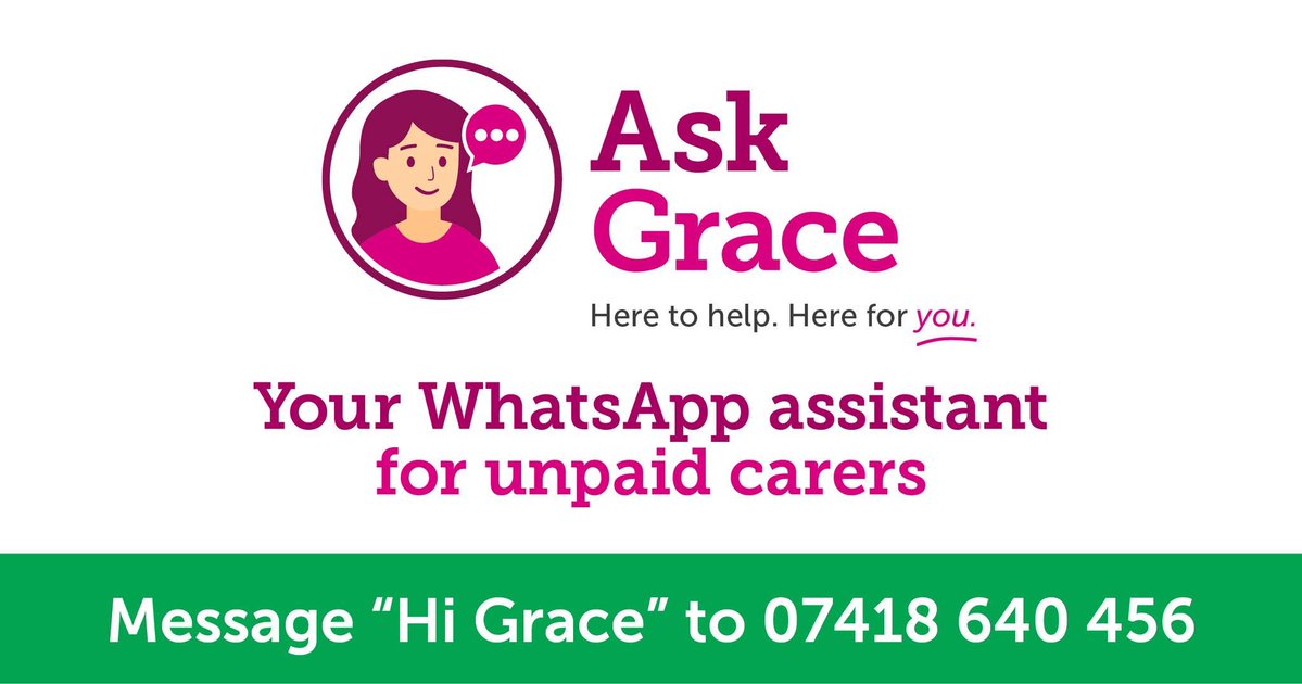 GCarersHub's tweet photo. Do you know someone who supports a family member or friend?

📱 WhatsApp 07418 640 456
👉 Just message “Hi Grace” to get started

Find out more on Gloucestershire County Council's website - https://t.co/i4yRCY5k2E https://t.co/wXStrBBCP2