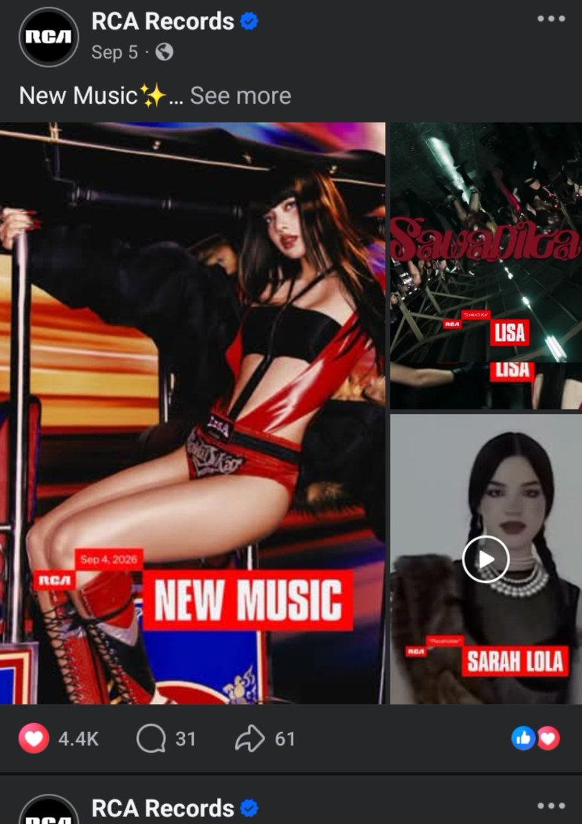 FckThat_Btch's tweet photo. RCA Records's Facebook posts:

#LISA #SaWaDiKa #LISA_SaWaDiKa

Likes - 1K
https://t.co/e1fUcksvCk

Likes - 4K 
https://t.co/afJSCAEAXn https://t.co/LGqHc0Utu7