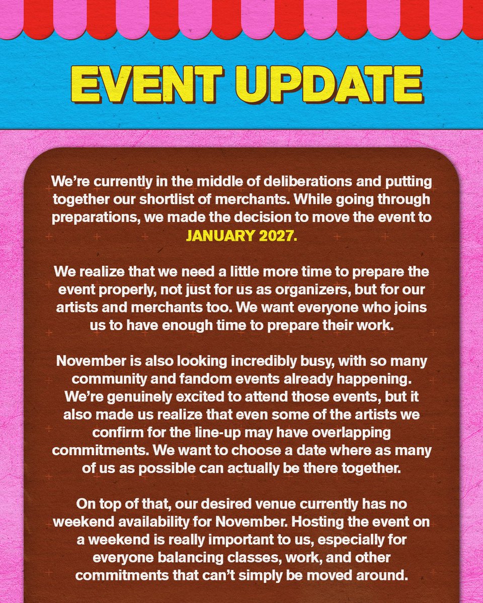 caratartfest's tweet photo. An update from the @caratartfest &amp; @carat___club teams! 👩‍❤️‍👩 https://t.co/AP54VZ7CxM