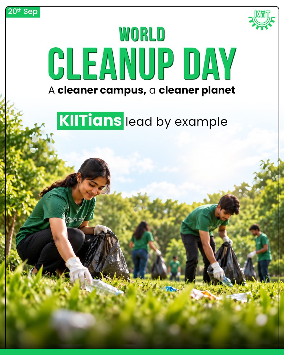 KIITUniversity's tweet photo. A cleaner campus translates to a cleaner planet. We strongly encourage all individuals to contribute to this global initiative on World Cleanup Day. #WorldCleanupDay #KIIT https://t.co/RJWVZzmqm5