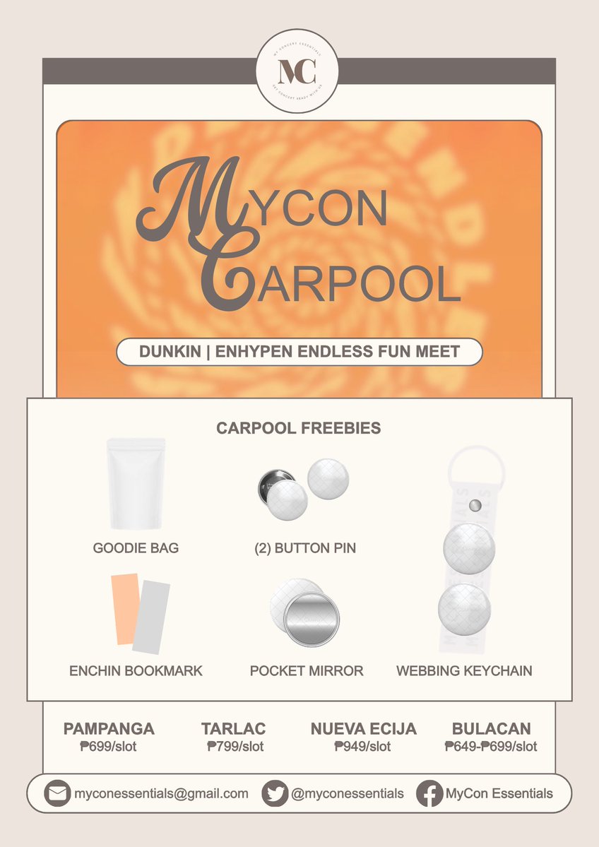 myconessentials's tweet photo. WTS LFB PH
ENHYPEN x Dunkin Fun Meet Carpool
๐Pampanga | Tarlac | Nueva Ecija | Bulacan
Further details are posted below.
If you wish to avail slot/s, kindly fill out this form: https://t.co/RyuRoBbVap
๐ท๏ธ vanpool service shuttle moa arena
#DunkinPH_ENDLESS #ENHYPEN https://t.co/GKUZ99Irvp