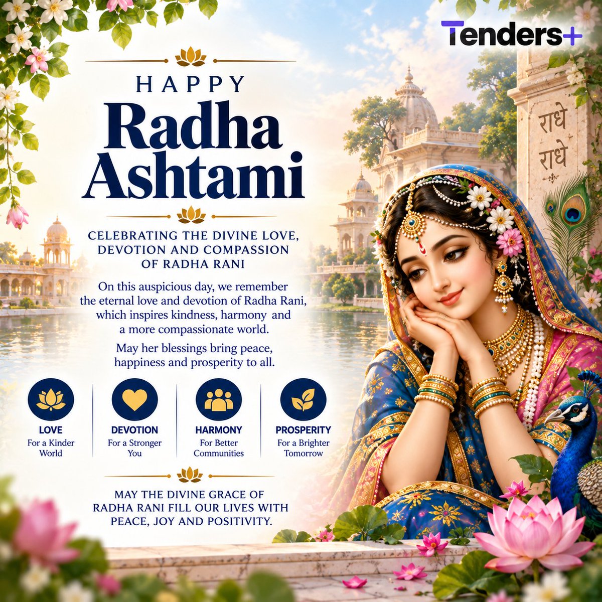 gemlogin's tweet photo. 🌸🙏 Happy Radha Ashtami!

May Radha Rani bless us with peace, love, harmony &amp; positivity, inspiring kindness and compassion in all that we do. ✨

Wishing everyone a joyful and blessed Radha Ashtami! 💐

#RadhaAshtami #RadhaRani #TendersPlus #Devotion #Positivity https://t.co/ae6WqqNYZX