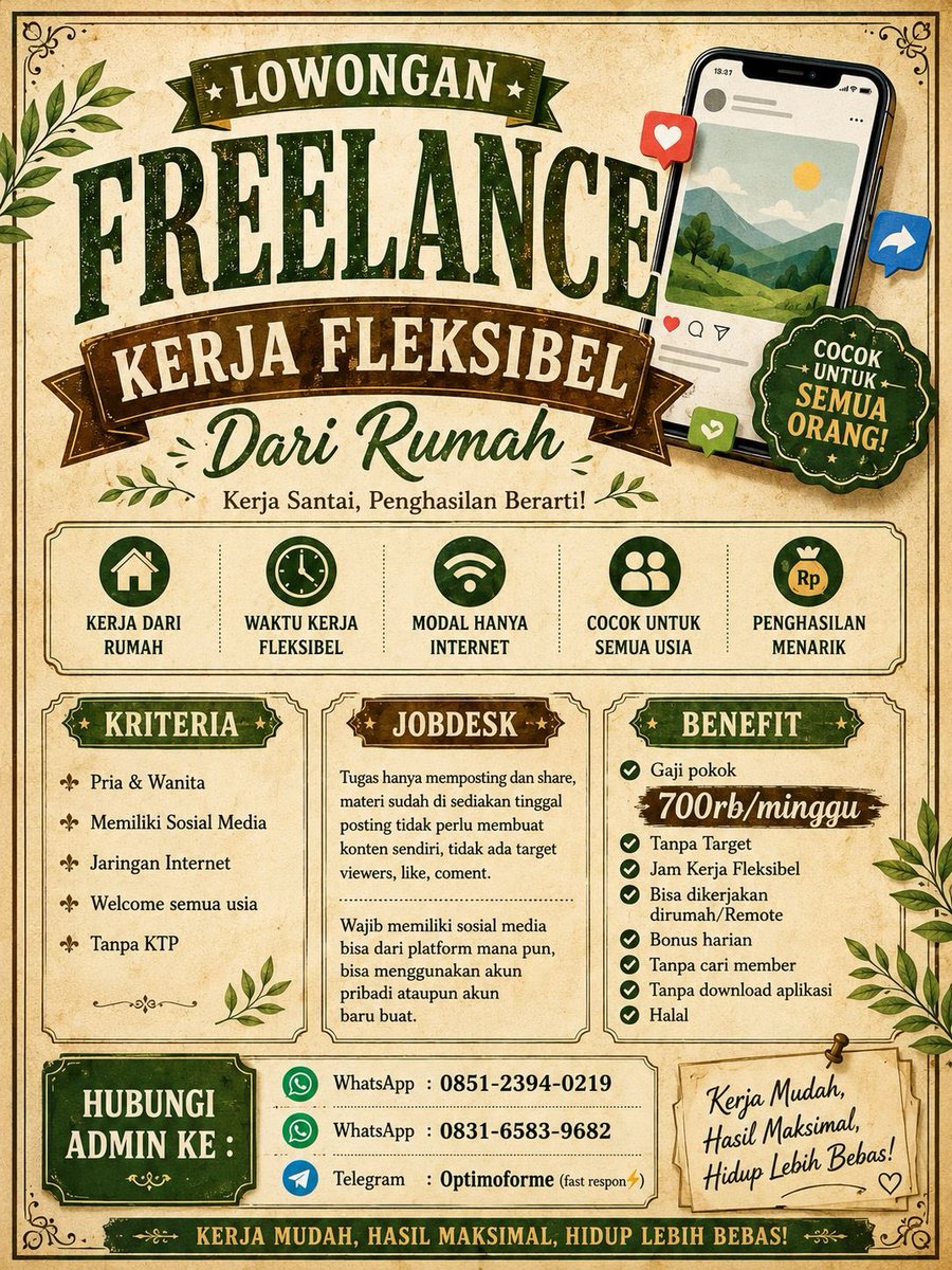jKanimals_'s tweet photo. Haloo semua! aku lagi open #freelance nih!! cocok buat pelajar/mahasiswa atau siapapun yang mau uang tambahan. dan ini wfh yaaa! cara nya jugaa gampang bangett!! kaloo kalian minat, bisa dm aku yaa!! free to ask~
NO SCAM YAA💯💯💯

#zonauangㅤ https://t.co/lAd8jGMDYx