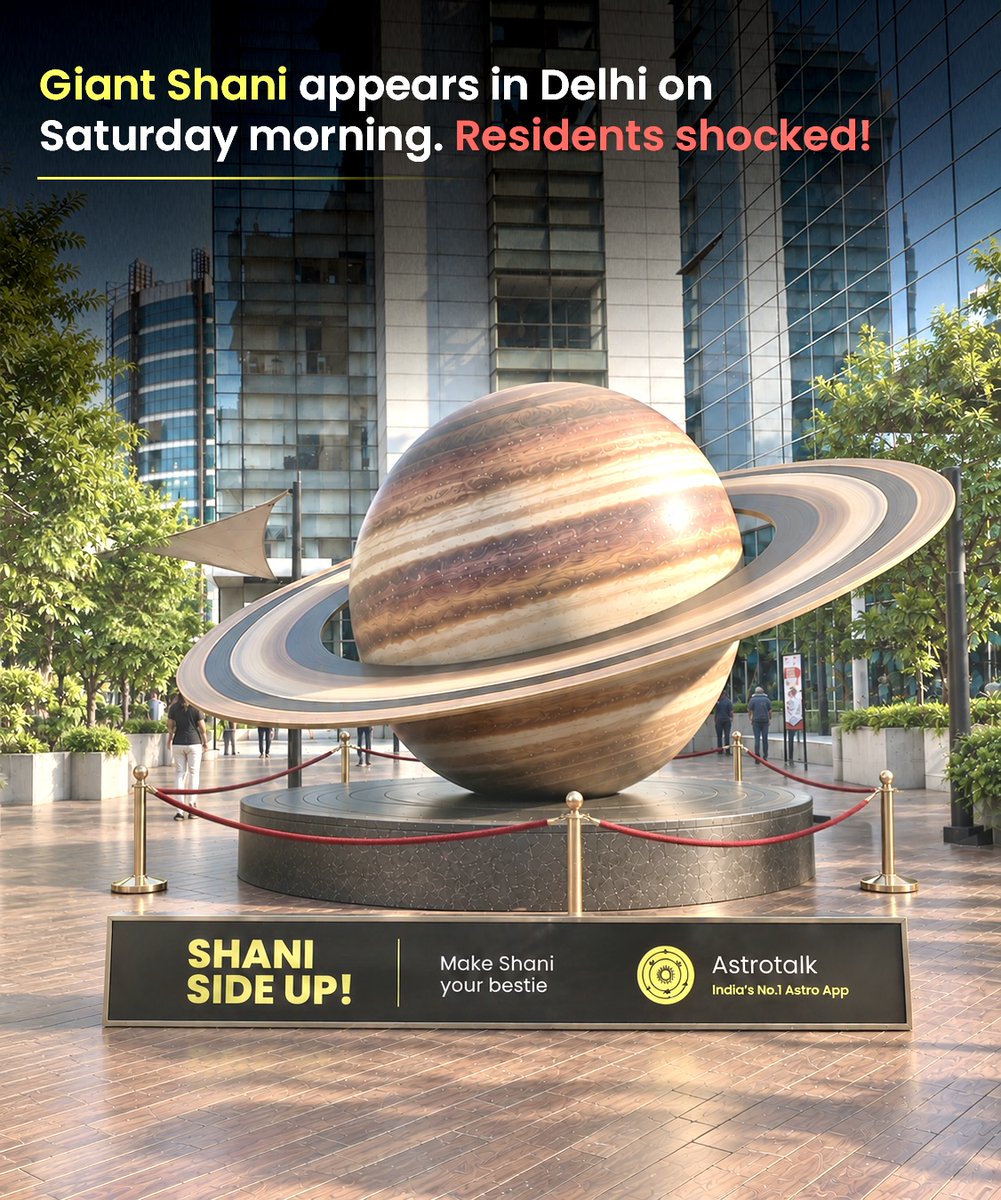 VertigoWarrior's tweet photo. When you ignore the signs for too long, Shani has to pull a move like this😅

Astrotalk putting up a giant Shani installation in Delhi is an iconic marketing moment 👏 https://t.co/PHrTjlR7IM