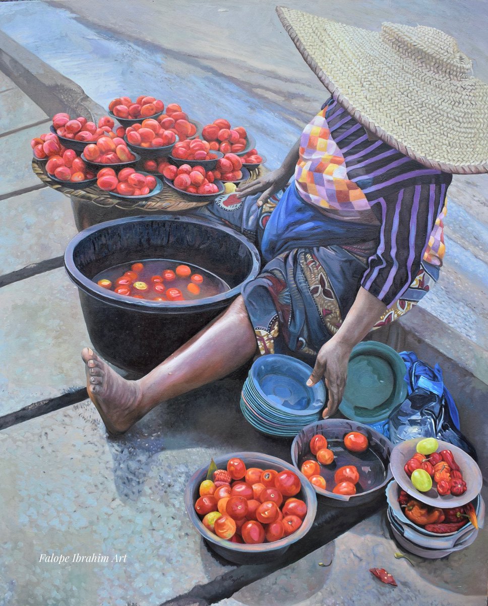 FalopeIbrahim's tweet photo. I painted this in 2020, and this is the second time I am posting it again on this space.

If you are seeing this, please spare a sec to appreciate my painting 🙏🏾🥹
“The Pepper Seller” https://t.co/4PvVOYiW4q