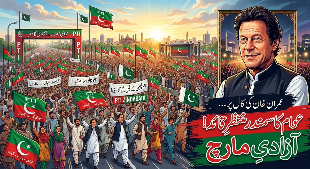TeamPakPower's tweet photo. آئیں شروع کریں

#ستمبر27_فیصلہ_کن_مارچ

27 ستمبر ��ی کال کوئی عام کال نہیں، بلکہ ملک کی تقدیر کا فیصلہ کن موڑ ہے۔ اگر آج اپنے حق کے لیے باہر نہ نکلے تو آنے والی نسلیں کبھی معاف نہیں کریں گی۔
عمران خان کی رہائی کے لیے ہر فرد کی شمولیت لازمی ہے! https://t.co/mk2Io25mDb