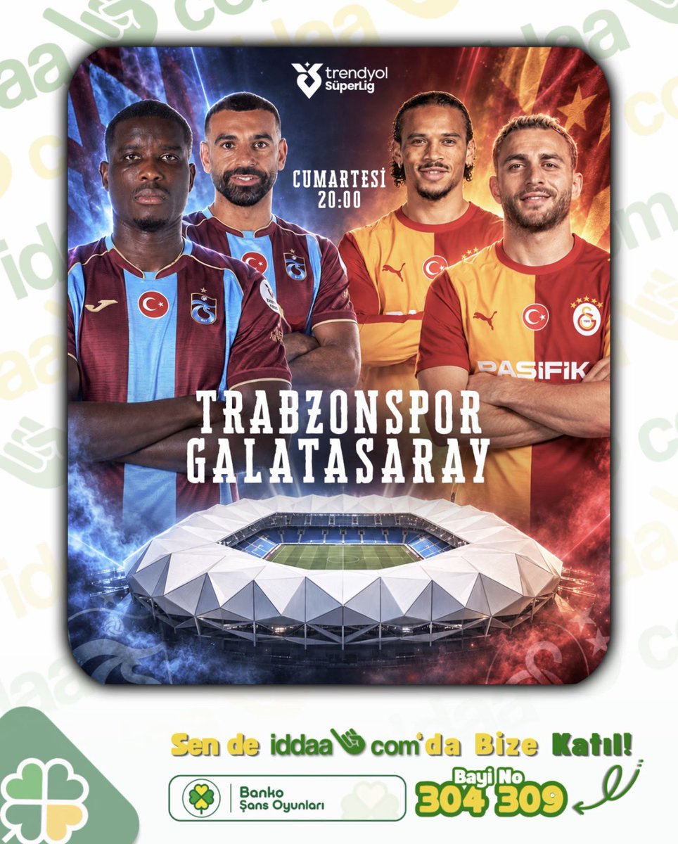 BankoSans's tweet photo. ⚽️Süper Lig’de haftanın maçı!

🆚Trabzonspor ile Galatasaray, 6. hafta mücadelesinde kozlarını paylaşıyor. 

⏰20:00

➡️Karşılaşma, 👑Kral Oran ayrıcalığıyla 📲https://t.co/cundOhU26O 'da.

#iddaa #kraloran #trabzonspor #galatasaray #tsvsgs https://t.co/ptEVDe6fZC