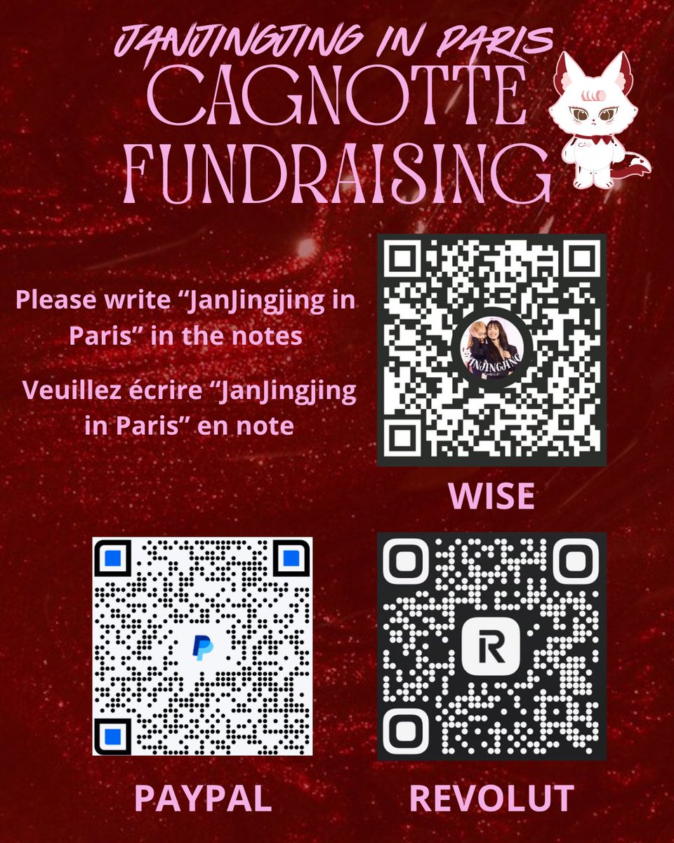 JanJingjingFR's tweet photo. 💜FUNDRAISING🎀

For our #GMMTVFANDAY37INPARIS projects other than the banners in collaboration with @GMMTVFR, we've set up a small fundraising!

Find the list of projects and donation methods here ⬇️

#JanJingjing #JANHAE #jingjingyu https://t.co/YHaOlh52Q9