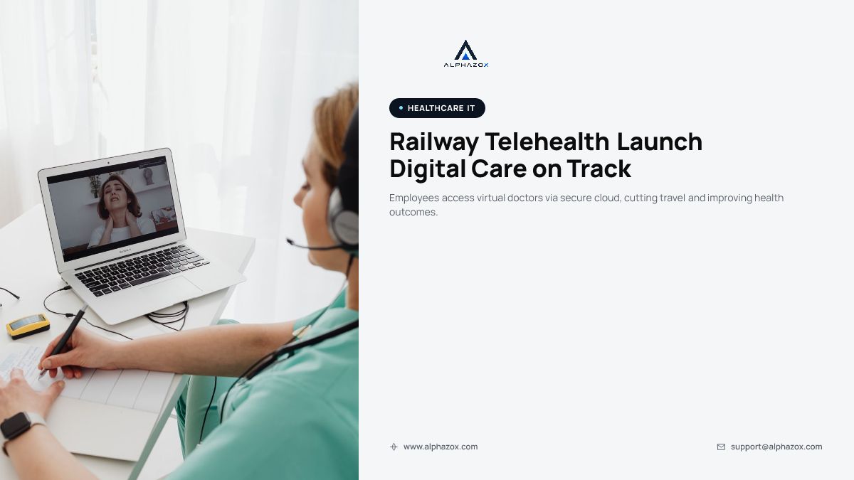 Alphazox's tweet photo. Railway employees now get doctor visits via secure video, cutting travel and boosting care continuity. #Telemedicine #ALPHAZOX https://t.co/8DXVvmF1HM