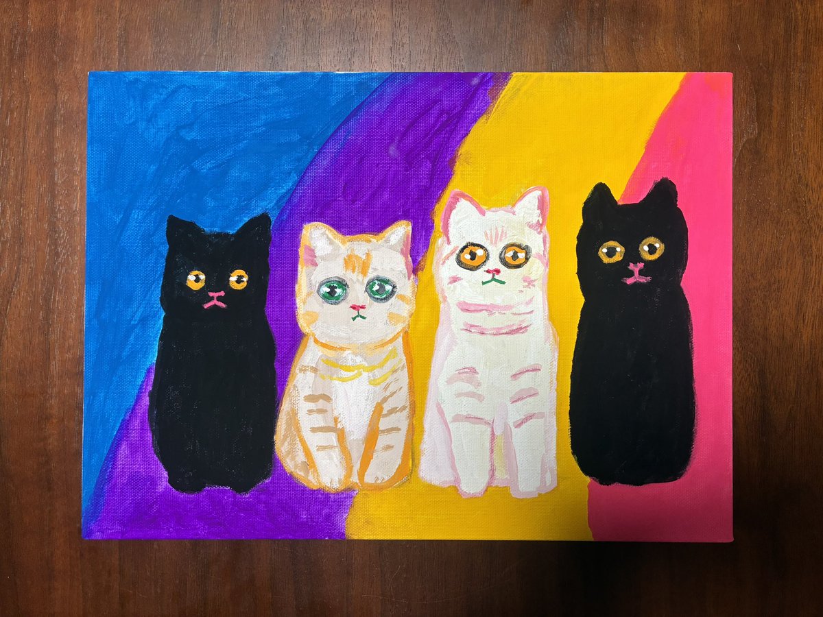 riepainting's tweet photo. 久しぶりにアクリルガッシュで描いてます🎨黒猫がブサイクな気もするけどこれはこれでかわいいかな⁉️
#wip #アクリル画 https://t.co/pyvn6pBCKQ